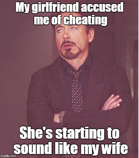 They were not impressed | My girlfriend accused me of cheating; She's starting to sound like my wife | image tagged in memes,face you make robert downey jr,trhtimmy | made w/ Imgflip meme maker