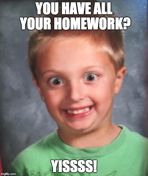 When everyone does their homework | YOU HAVE ALL YOUR HOMEWORK? YISSSS! | image tagged in happy | made w/ Imgflip meme maker