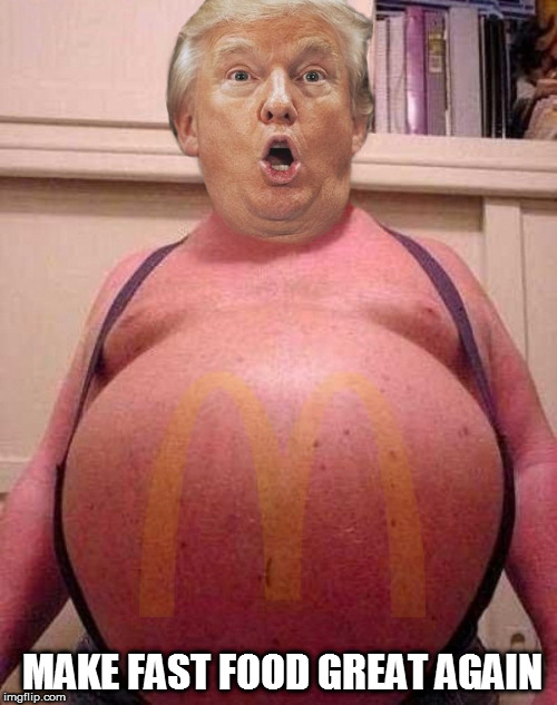 MAKE FAST FOOD GREAT AGAIN | image tagged in mcdonalds,donald trump the clown,clown car republicans,fast food,fuck trump,evil trump | made w/ Imgflip meme maker