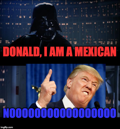 Star Wars No (Guest star Donald Trump) | DONALD, I AM A MEXICAN; NOOOOOOOOOOOOOOOOO | image tagged in memes,star wars no,donald trump,mexico,donald,donald trump memes | made w/ Imgflip meme maker