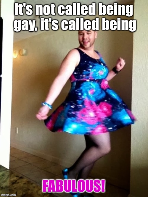 W00t | It's not called being gay, it's called being FABULOUS! | image tagged in gay,fabulous,gay men,dress | made w/ Imgflip meme maker