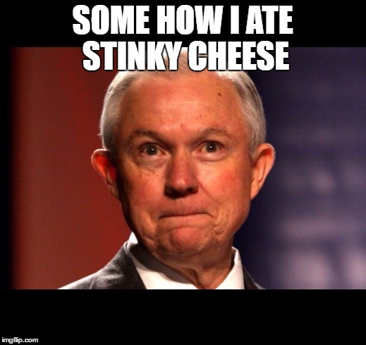 Jeff Sessions | SOME HOW I ATE STINKY CHEESE | image tagged in jeff sessions | made w/ Imgflip meme maker