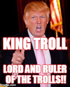 Donald Trump | KING TROLL; LORD AND RULER OF THE TROLLS!! | image tagged in donald trump | made w/ Imgflip meme maker