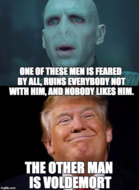 Image tagged in funny,hilarious,trump,donald trump,harry potter,voldemort -  Imgflip