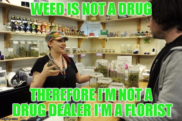 WEED IS NOT A DRUG; THEREFORE I'M NOT A DRUG DEALER I'M A FLORIST | image tagged in weed | made w/ Imgflip meme maker