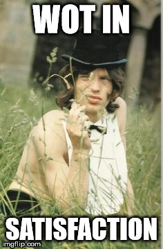 Wot in Satisfaction | WOT IN; SATISFACTION | image tagged in wot in memes,mick jagger | made w/ Imgflip meme maker