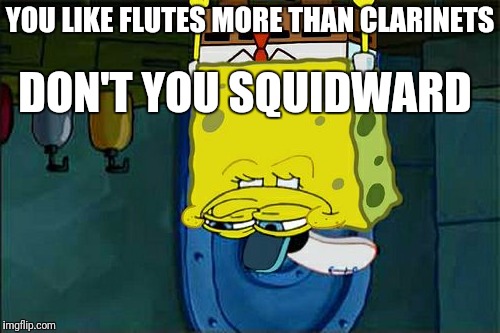 Don't You Squidward | YOU LIKE FLUTES MORE THAN CLARINETS; DON'T YOU SQUIDWARD | image tagged in memes,dont you squidward | made w/ Imgflip meme maker