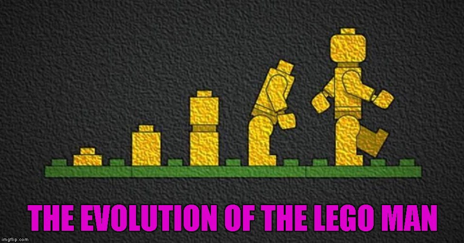 Lego Week ... A JuicyDeath1025 event. |  THE EVOLUTION OF THE LEGO MAN | image tagged in lego evolution,memes,legos,lego week,funny,juicydeath1025 | made w/ Imgflip meme maker