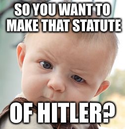 Skeptical Baby Meme | SO YOU WANT TO MAKE THAT STATUTE OF HITLER? | image tagged in memes,skeptical baby | made w/ Imgflip meme maker