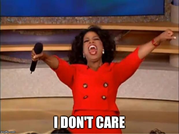 Oprah You Get A Meme | I DON'T CARE | image tagged in memes,oprah you get a | made w/ Imgflip meme maker
