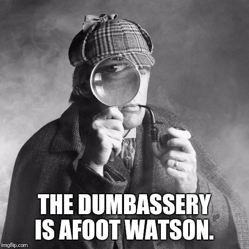 Sherlock Holmes | THE DUMBASSERY IS AFOOT WATSON. | image tagged in sherlock holmes | made w/ Imgflip meme maker