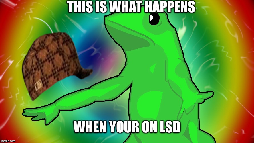 THIS IS WHAT HAPPENS; WHEN YOUR ON LSD | image tagged in dat boi | made w/ Imgflip meme maker