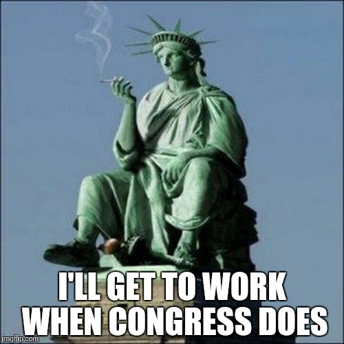 Statue of Liberty | I'LL GET TO WORK WHEN CONGRESS DOES | image tagged in statue of liberty | made w/ Imgflip meme maker