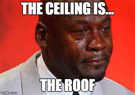crying michael jordan | THE CEILING IS... THE ROOF | image tagged in crying michael jordan | made w/ Imgflip meme maker