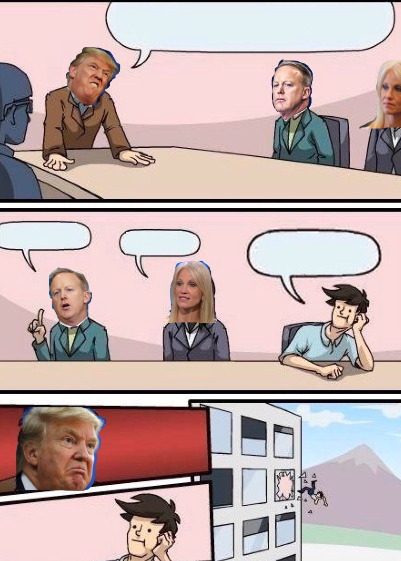 High Quality Boardroom Meeting Suggestion: Trump Version With Sean Spicer And Blank Meme Template