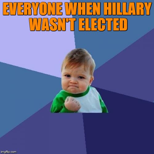 Success Kid | EVERYONE WHEN HILLARY WASN'T ELECTED | image tagged in memes,success kid | made w/ Imgflip meme maker