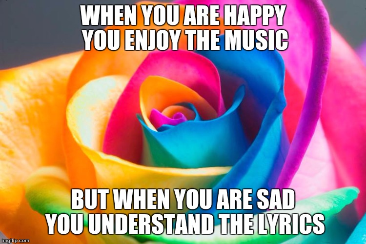 WHEN YOU ARE HAPPY YOU ENJOY THE MUSIC; BUT WHEN YOU ARE SAD YOU UNDERSTAND THE LYRICS | made w/ Imgflip meme maker