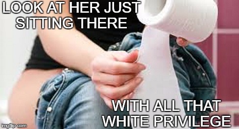 Charmin is no Angel Soft 'shit posting'  | LOOK AT HER JUST SITTING THERE; WITH ALL THAT WHITE PRIVILEGE | image tagged in white privilege,toilet paper | made w/ Imgflip meme maker