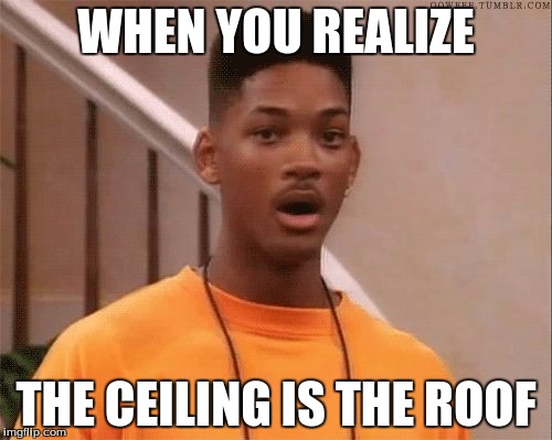 WHEN YOU REALIZE; THE CEILING IS THE ROOF | image tagged in mj,basketball | made w/ Imgflip meme maker