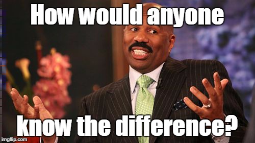 Steve Harvey Meme | How would anyone know the difference? | image tagged in memes,steve harvey | made w/ Imgflip meme maker