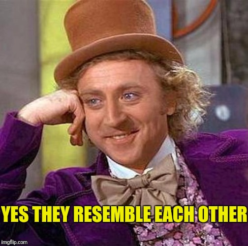 Creepy Condescending Wonka Meme | YES THEY RESEMBLE EACH OTHER | image tagged in memes,creepy condescending wonka | made w/ Imgflip meme maker