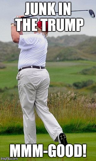 fat trump | JUNK IN THE TRUMP; MMM-GOOD! | image tagged in fat trump | made w/ Imgflip meme maker