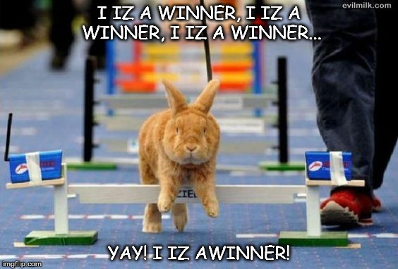 Winner | I IZ A WINNER, I IZ A WINNER, I IZ A WINNER... YAY! I IZ AWINNER! | image tagged in memes | made w/ Imgflip meme maker