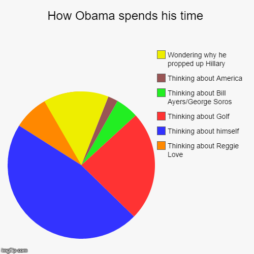 The Mind of Obama | image tagged in funny,pie charts,obama,losers,stupid liberals | made w/ Imgflip chart maker