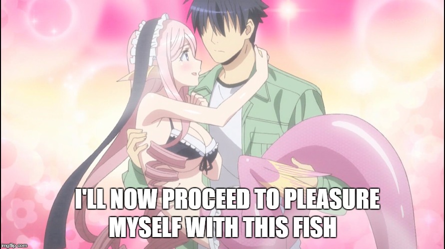 Mermaid is a fish, right? | MYSELF WITH THIS FISH; I'LL NOW PROCEED TO PLEASURE | image tagged in monmusu,fish,mermaid,monster musume,mero | made w/ Imgflip meme maker