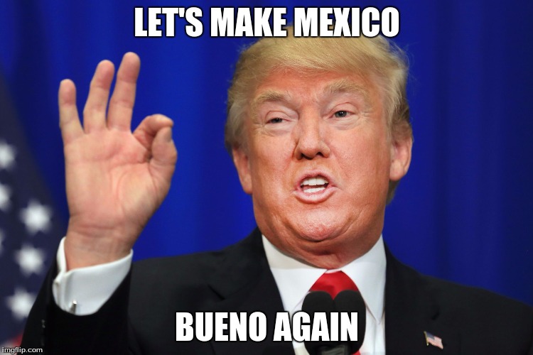 LET'S MAKE MEXICO; BUENO AGAIN | image tagged in donald trump | made w/ Imgflip meme maker