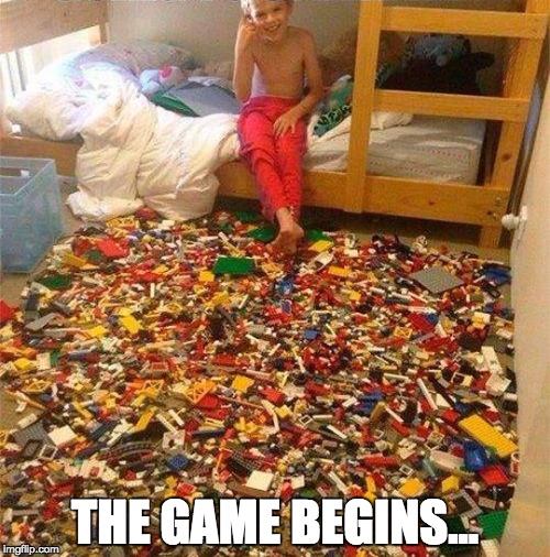 Lego Obstacle | THE GAME BEGINS... | image tagged in lego obstacle | made w/ Imgflip meme maker