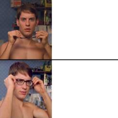 peter parker glasses meme format
