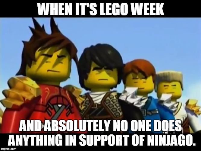 Support Ninjago. | WHEN IT'S LEGO WEEK; AND ABSOLUTELY NO ONE DOES ANYTHING IN SUPPORT OF NINJAGO. | image tagged in ninjago | made w/ Imgflip meme maker