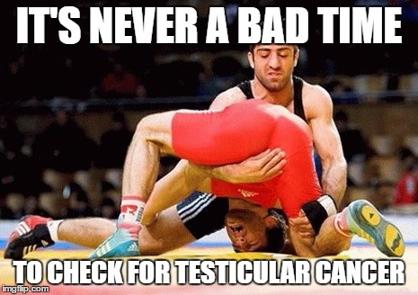 Cancer of the Balls | IT'S NEVER A BAD TIME; TO CHECK FOR TESTICULAR CANCER | image tagged in cancer of the balls | made w/ Imgflip meme maker