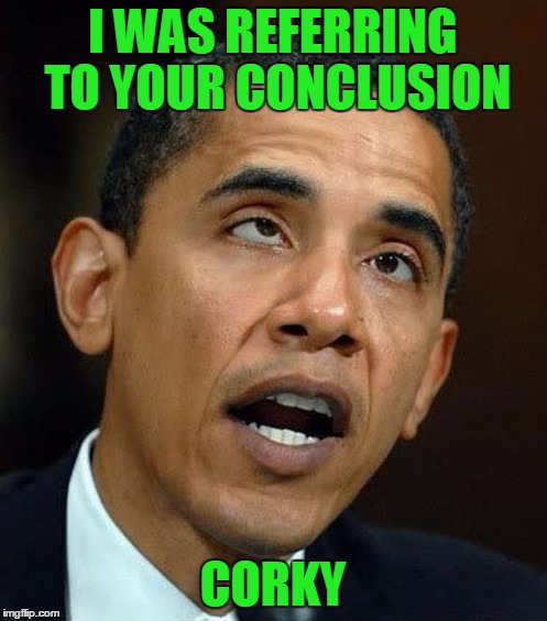 partisanship | I WAS REFERRING TO YOUR CONCLUSION CORKY | image tagged in partisanship | made w/ Imgflip meme maker