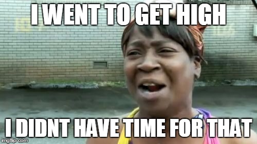 Ain't Nobody Got Time For That | I WENT TO GET HIGH; I DIDNT HAVE TIME FOR THAT | image tagged in memes,aint nobody got time for that | made w/ Imgflip meme maker