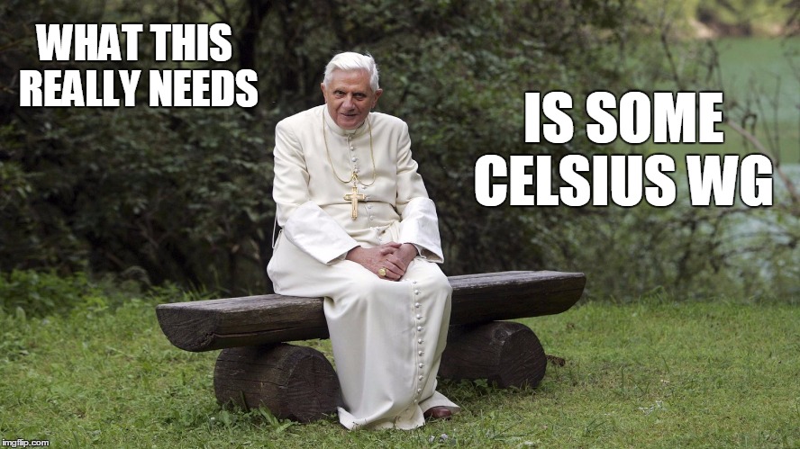 WHAT THIS REALLY NEEDS; IS SOME CELSIUS WG | made w/ Imgflip meme maker