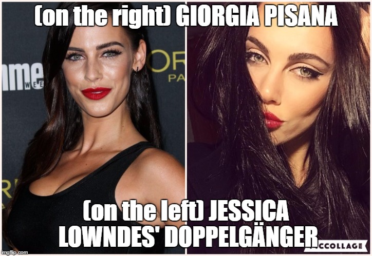 Jessica Lowndes lookalike | (on the right) GIORGIA PISANA; (on the left) JESSICA LOWNDES' DOPPELGÄNGER | image tagged in jessica lowndes,giorgia pisana,double,meme,new meme,lookalike | made w/ Imgflip meme maker
