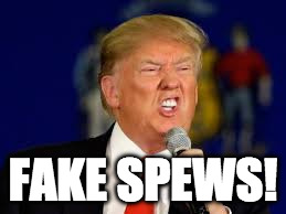 FAKE SPEWS! | image tagged in trump,fake news,bad pun trump | made w/ Imgflip meme maker