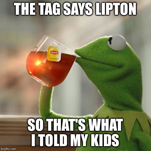 But That's None Of My Business | THE TAG SAYS LIPTON; SO THAT'S WHAT I TOLD MY KIDS | image tagged in memes,but thats none of my business,kermit the frog | made w/ Imgflip meme maker
