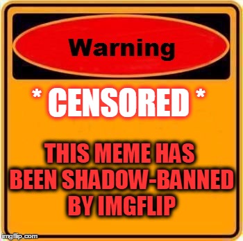 Warning Sign Meme | * CENSORED *; THIS MEME HAS BEEN SHADOW-BANNED BY IMGFLIP | image tagged in memes,warning sign | made w/ Imgflip meme maker