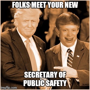 Trumps cabinet picks #2  | FOLKS MEET YOUR NEW; SECRETARY OF PUBLIC SAFETY | image tagged in funny memes | made w/ Imgflip meme maker