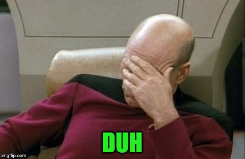 Captain Picard Facepalm Meme | DUH | image tagged in memes,captain picard facepalm | made w/ Imgflip meme maker