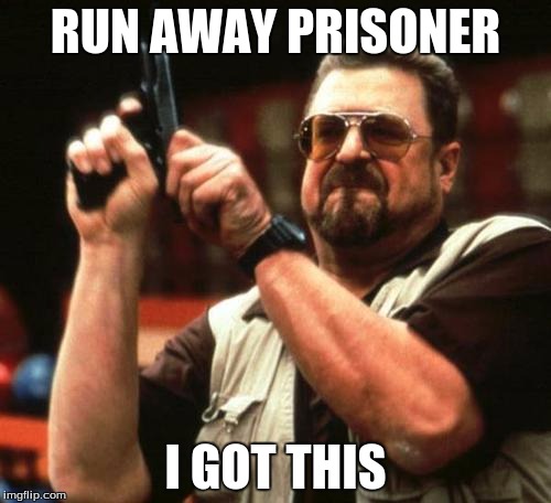 gun | RUN AWAY PRISONER; I GOT THIS | image tagged in gun | made w/ Imgflip meme maker