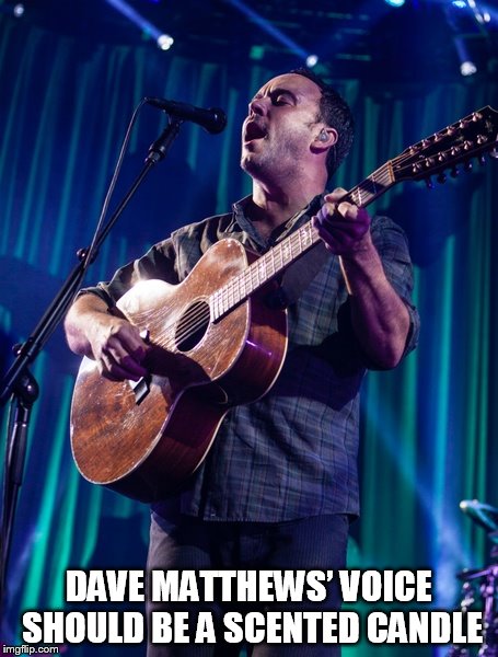 DAVE MATTHEWS’ VOICE SHOULD BE A SCENTED CANDLE | DAVE MATTHEWS’ VOICE SHOULD BE A SCENTED CANDLE | image tagged in dmb,dave matthews,dave matthews band,dave matthews voice should be a scented candle | made w/ Imgflip meme maker