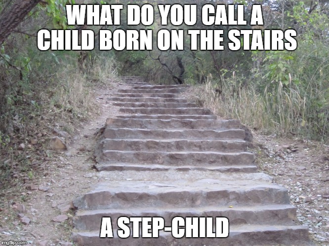 Steps outside | WHAT DO YOU CALL A CHILD BORN ON THE STAIRS; A STEP-CHILD | image tagged in steps outside | made w/ Imgflip meme maker