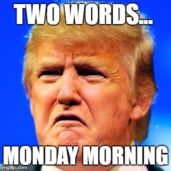 TWO WORDS... MONDAY MORNING | image tagged in monday mornings | made w/ Imgflip meme maker
