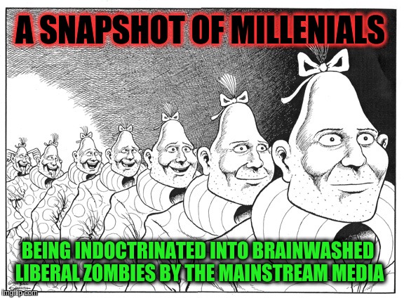 The Evolution of Liberal Zombies | A SNAPSHOT OF MILLENIALS; BEING INDOCTRINATED INTO BRAINWASHED LIBERAL ZOMBIES BY THE MAINSTREAM MEDIA | image tagged in zippy the pinhead,memes | made w/ Imgflip meme maker