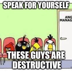 SPEAK FOR YOURSELF THESE GUYS ARE DESTRUCTIVE | made w/ Imgflip meme maker