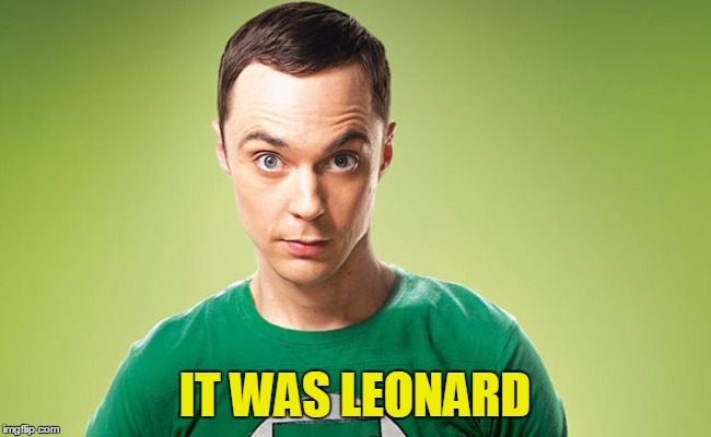 Sheldon - Really | IT WAS LEONARD | image tagged in sheldon - really | made w/ Imgflip meme maker